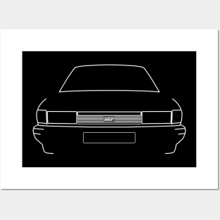 Austin Maestro classic 1980s British saloon car white outline graphic Posters and Art